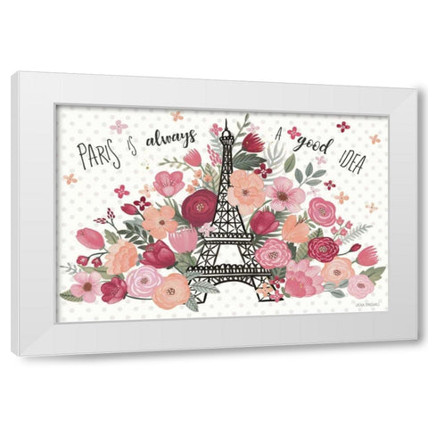 Paris is Blooming I White Modern Wood Framed Art Print by Marshall, Laura