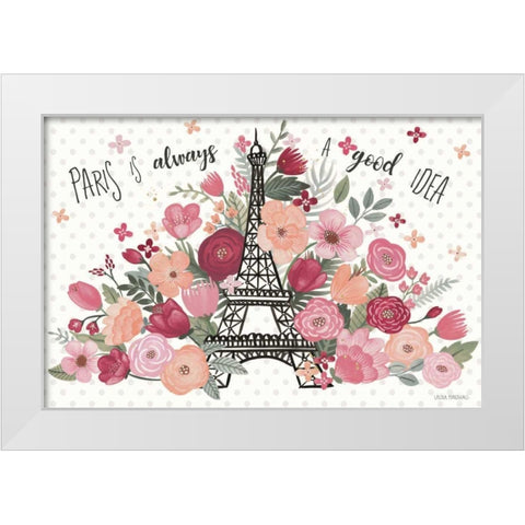 Paris is Blooming I White Modern Wood Framed Art Print by Marshall, Laura