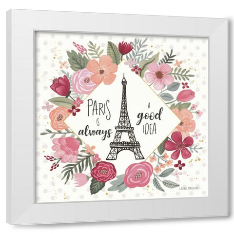 Paris is Blooming IV White Modern Wood Framed Art Print by Marshall, Laura