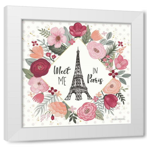 Paris is Blooming V White Modern Wood Framed Art Print by Marshall, Laura