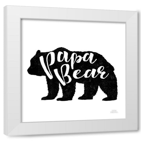 Papa Bear White Modern Wood Framed Art Print by Marshall, Laura