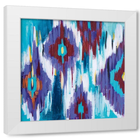 Ikat Jewel II White Modern Wood Framed Art Print by Zaman, Farida