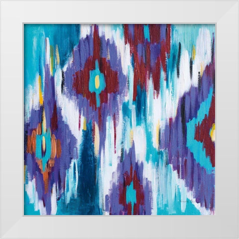 Ikat Jewel II White Modern Wood Framed Art Print by Zaman, Farida