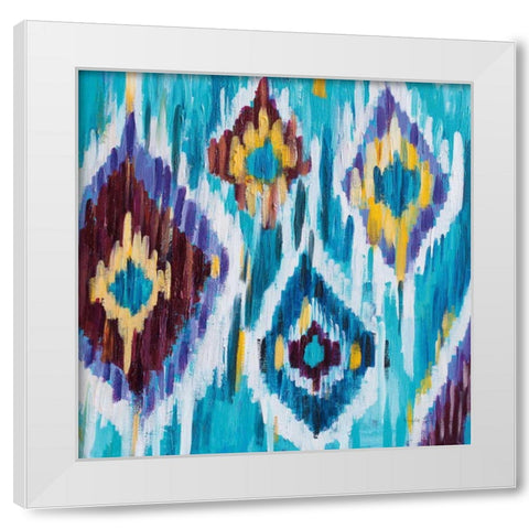 Ikat Jewel III White Modern Wood Framed Art Print by Zaman, Farida