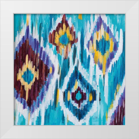 Ikat Jewel III White Modern Wood Framed Art Print by Zaman, Farida