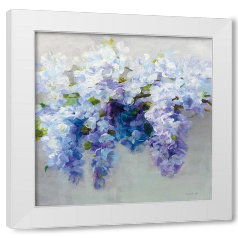 Wisteria White Modern Wood Framed Art Print by Nai, Danhui