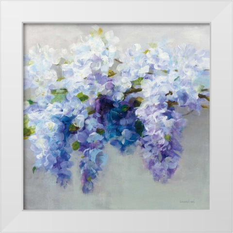 Wisteria White Modern Wood Framed Art Print by Nai, Danhui