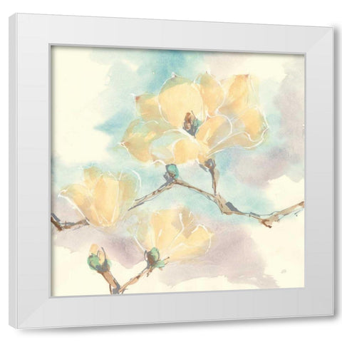 Magnolias in White I White Modern Wood Framed Art Print by Paschke, Chris