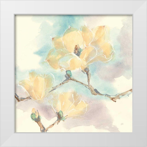 Magnolias in White I White Modern Wood Framed Art Print by Paschke, Chris