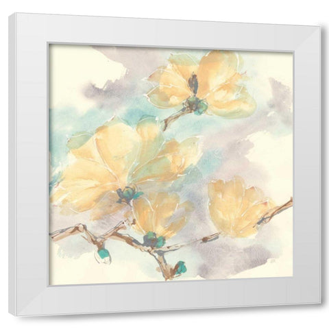 Magnolias in White II White Modern Wood Framed Art Print by Paschke, Chris
