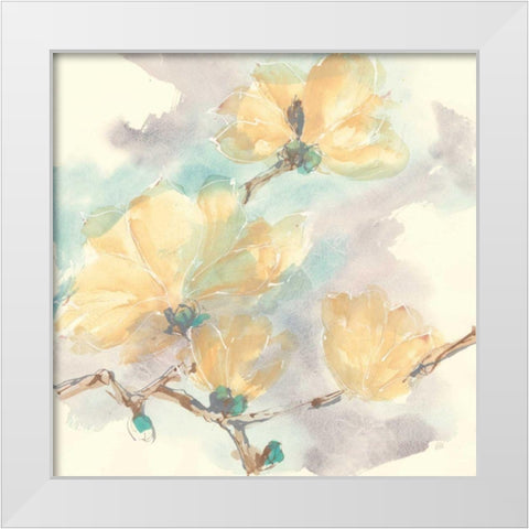 Magnolias in White II White Modern Wood Framed Art Print by Paschke, Chris