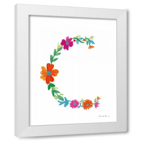 Floral Alphabet Letter III White Modern Wood Framed Art Print by Zaman, Farida