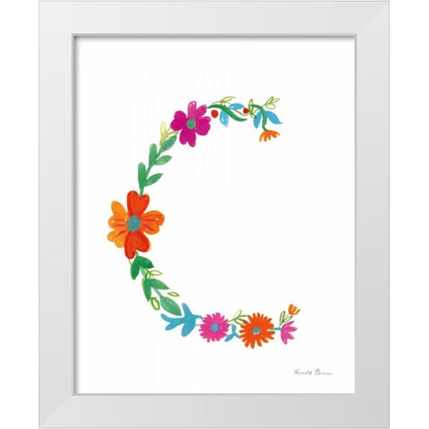 Floral Alphabet Letter III White Modern Wood Framed Art Print by Zaman, Farida