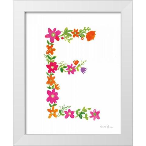 Floral Alphabet Letter V White Modern Wood Framed Art Print by Zaman, Farida