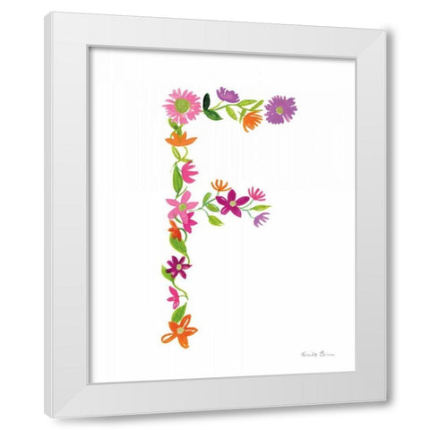 Floral Alphabet Letter VI White Modern Wood Framed Art Print by Zaman, Farida