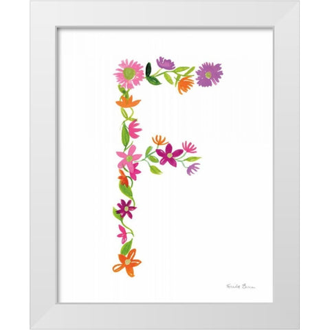 Floral Alphabet Letter VI White Modern Wood Framed Art Print by Zaman, Farida