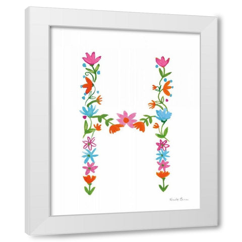 Floral Alphabet Letter VIII White Modern Wood Framed Art Print by Zaman, Farida