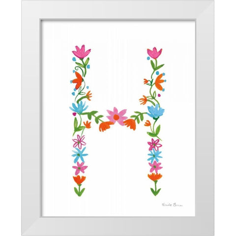 Floral Alphabet Letter VIII White Modern Wood Framed Art Print by Zaman, Farida