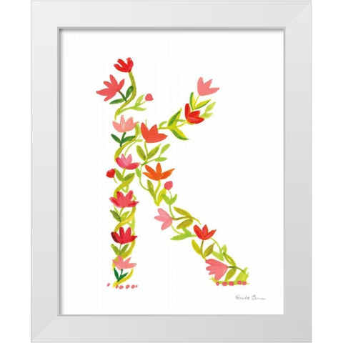 Floral Alphabet Letter XI White Modern Wood Framed Art Print by Zaman, Farida