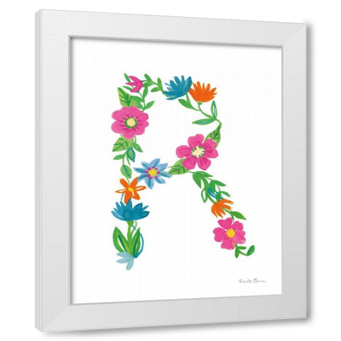 Floral Alphabet Letter XVIII White Modern Wood Framed Art Print by Zaman, Farida