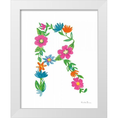 Floral Alphabet Letter XVIII White Modern Wood Framed Art Print by Zaman, Farida