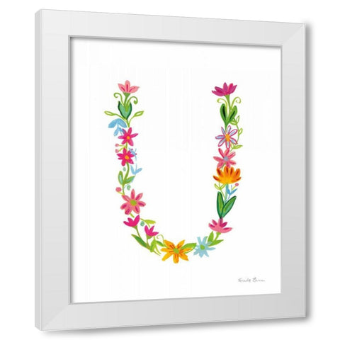 Floral Alphabet Letter XXI White Modern Wood Framed Art Print by Zaman, Farida