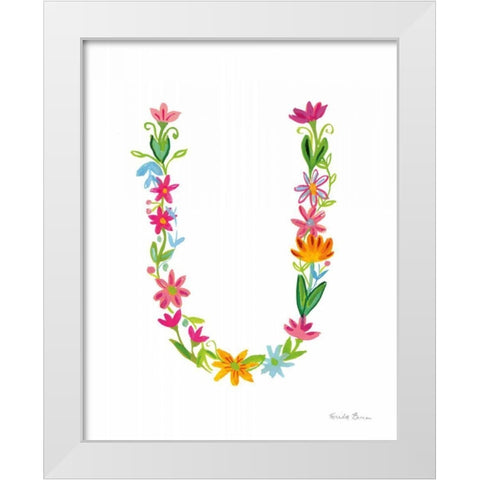 Floral Alphabet Letter XXI White Modern Wood Framed Art Print by Zaman, Farida