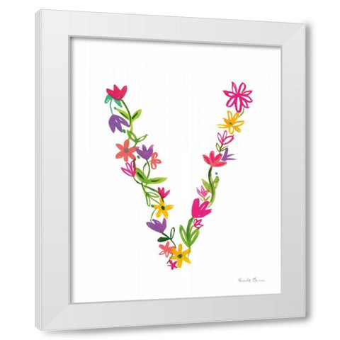 Floral Alphabet Letter XXII White Modern Wood Framed Art Print by Zaman, Farida