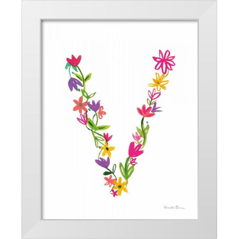 Floral Alphabet Letter XXII White Modern Wood Framed Art Print by Zaman, Farida