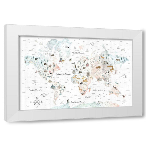 World Traveler I White Modern Wood Framed Art Print by Marshall, Laura