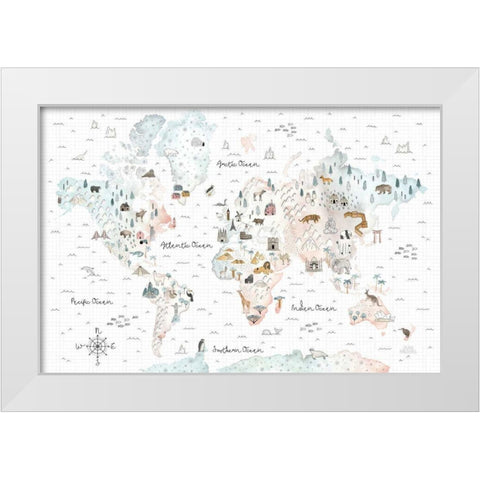 World Traveler I White Modern Wood Framed Art Print by Marshall, Laura