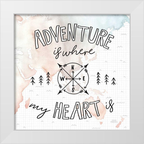 World Traveler III White Modern Wood Framed Art Print by Marshall, Laura