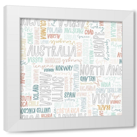 World Traveler Pattern I White Modern Wood Framed Art Print by Marshall, Laura