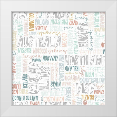 World Traveler Pattern I White Modern Wood Framed Art Print by Marshall, Laura