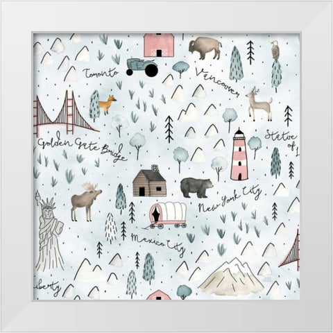 World Traveler Pattern VI White Modern Wood Framed Art Print by Marshall, Laura