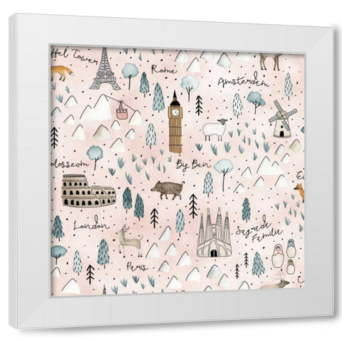 World Traveler Pattern VII White Modern Wood Framed Art Print by Marshall, Laura