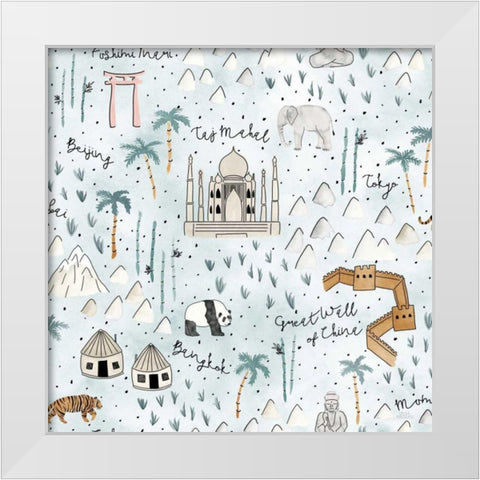 World Traveler Pattern IX White Modern Wood Framed Art Print by Marshall, Laura