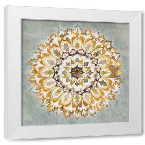 Mandala Delight II Yellow Grey White Modern Wood Framed Art Print by Nai, Danhui