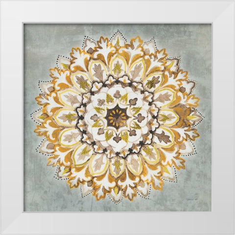 Mandala Delight II Yellow Grey White Modern Wood Framed Art Print by Nai, Danhui