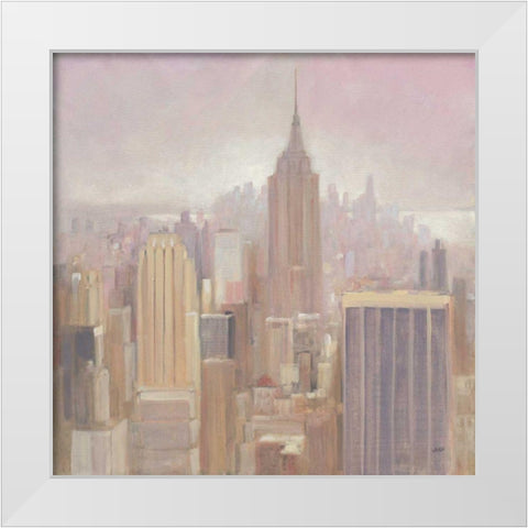 Manhattan in the Mist v2 White Modern Wood Framed Art Print by Purinton, Julia