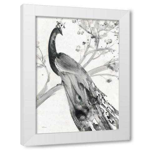 Majestic Peacock - Special White Modern Wood Framed Art Print by Hristova, Albena