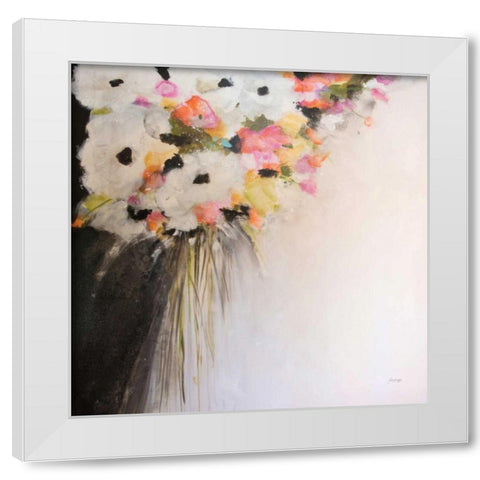Saturdays Flowers White Modern Wood Framed Art Print by Griggs, Jan