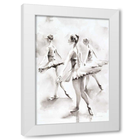 Three Ballerinas White Modern Wood Framed Art Print by Valle, Aimee Del