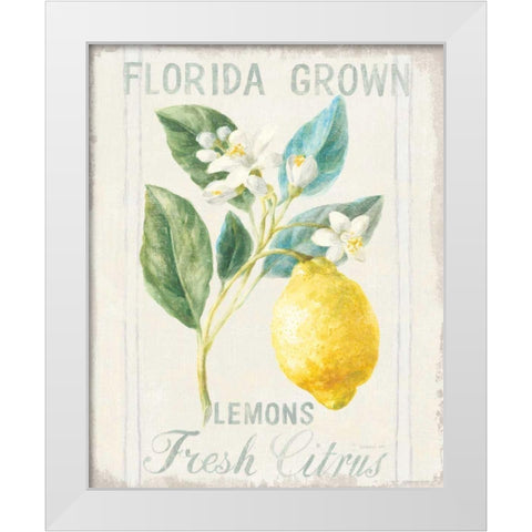 Floursack Lemon I White Modern Wood Framed Art Print by Nai, Danhui