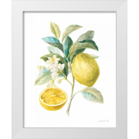 Floursack Lemon III on White White Modern Wood Framed Art Print by Nai, Danhui