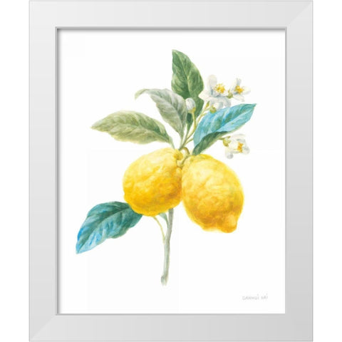 Floursack Lemon IV on White White Modern Wood Framed Art Print by Nai, Danhui