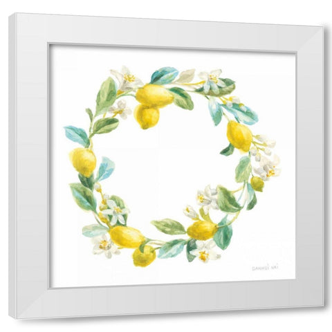 Floursack Lemon V on White White Modern Wood Framed Art Print by Nai, Danhui