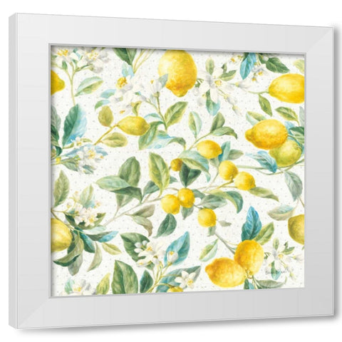 Floursack Lemon Pattern IA White Modern Wood Framed Art Print by Nai, Danhui