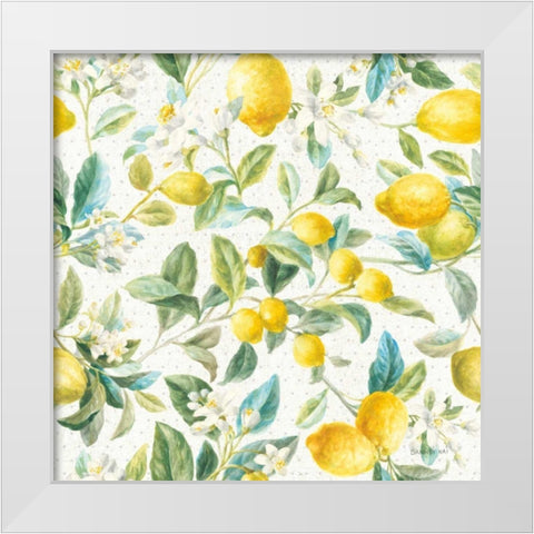 Floursack Lemon Pattern IA White Modern Wood Framed Art Print by Nai, Danhui