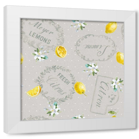 Floursack Lemon Pattern V White Modern Wood Framed Art Print by Nai, Danhui